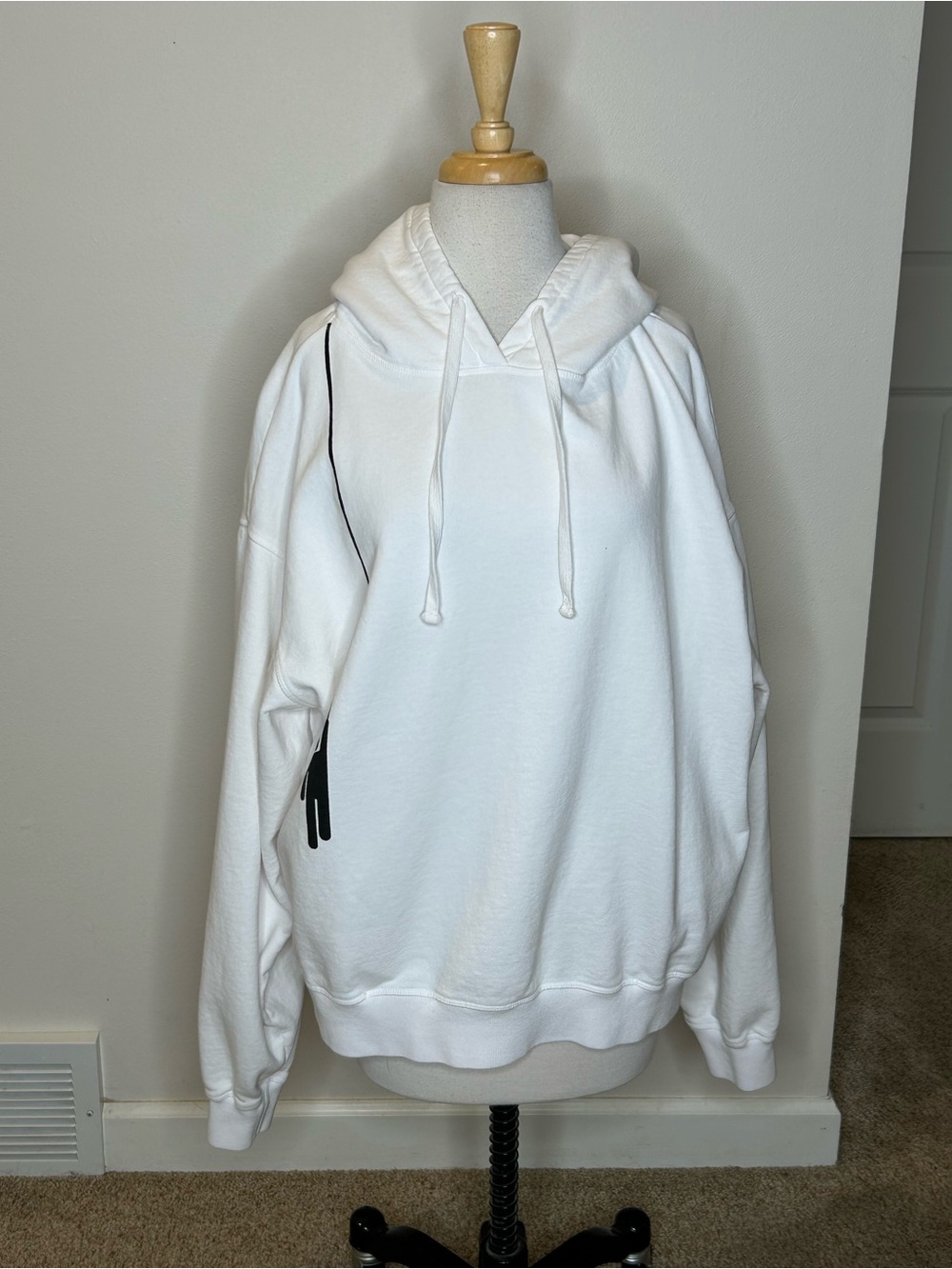 Billie Eilish White Hooded Pullover Sweatshirt Graphic Details Hanging Blohsh XL